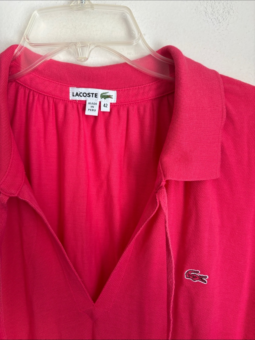 Lacoste Hot Pink Polo Shirt Dress with Drawstring Neck alligator logo Women’s XL - Picture 4 of 8